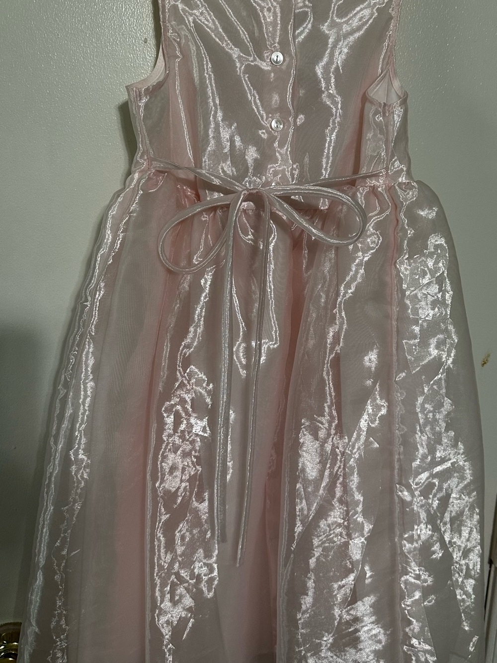 Little Girls' Shimmer Pink Floral Belted Dress - Picture 2 of 10